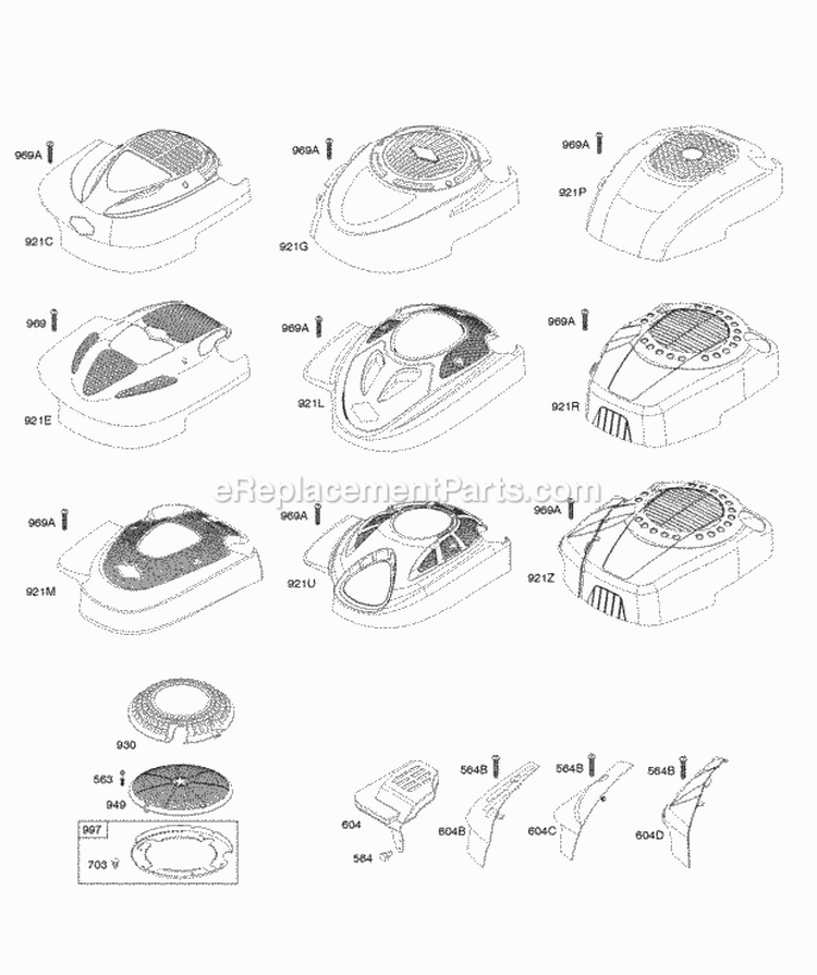 Blower HousingShrouds Diagram and Parts List for 122M02-0160-B1  Briggs and Stratton Engine